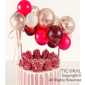 SET TOPPER GLOBOS PARA TORTA TONOS ROJO X 1